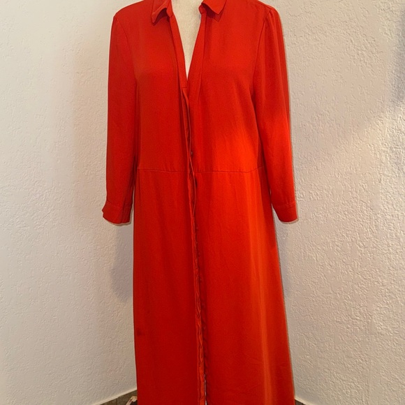 H&M Dresses & Skirts - H&M Long Red Button-Front Shirt Dress
